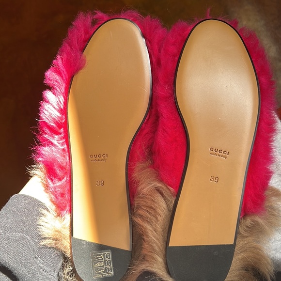 GUCCI Merino Wool Womens Princetown Slippers Raspberry Lipstick - Picture 4 of 4